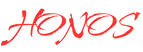 Red 'HONOS' text on a white background