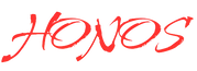 Red 'HONOS' text on a white background